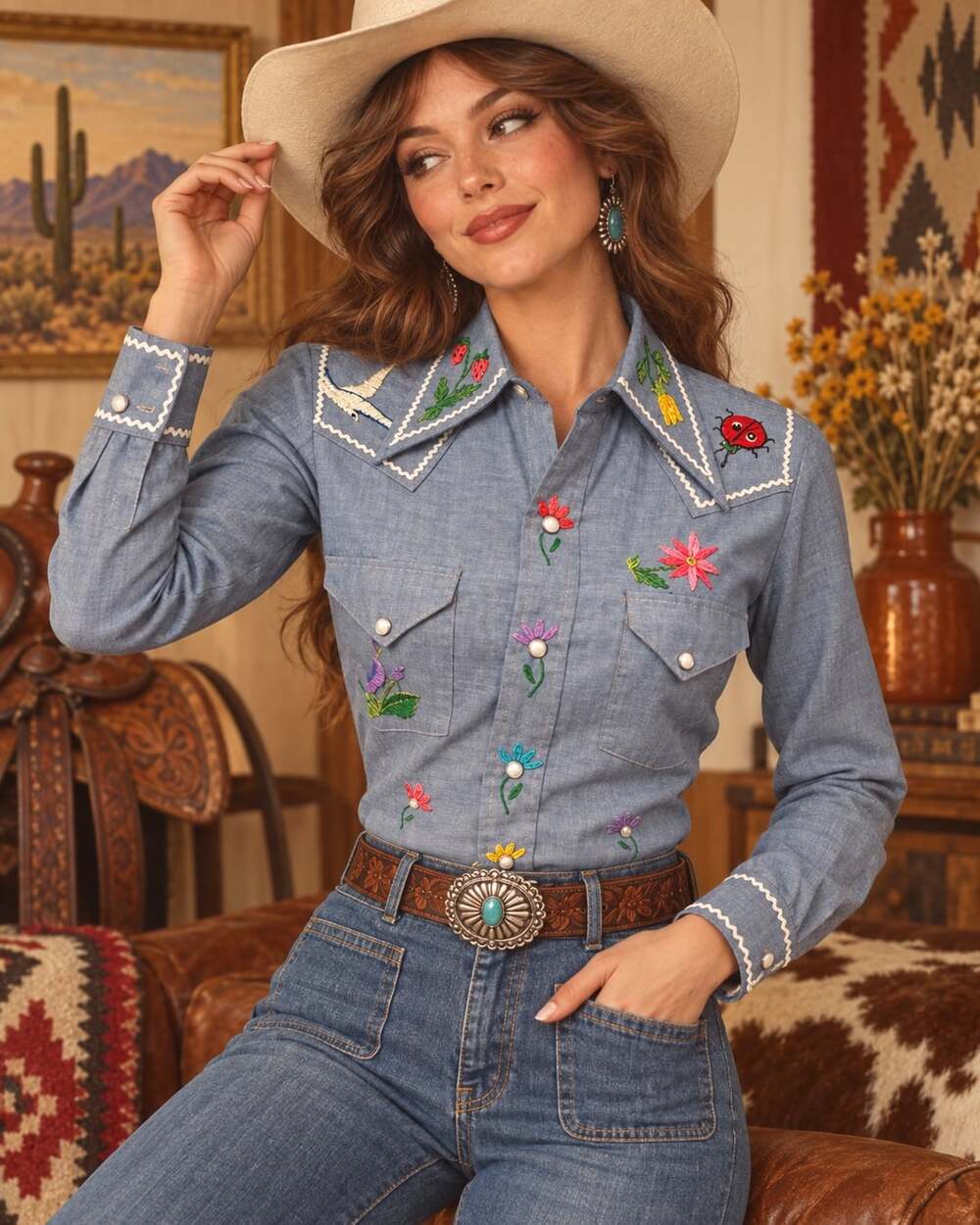 Sears Western Wear Chambray Size Small Shirt